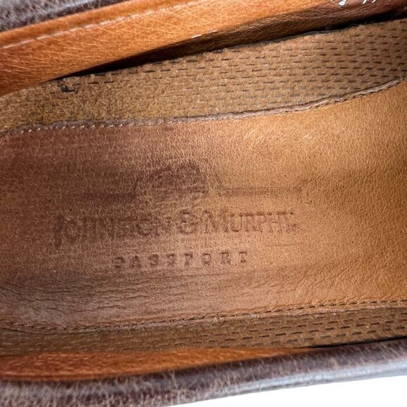 Johnston & Murphy Passport 2 Tone Black/Brown Leather Loafers w Tassels Size 9.5
